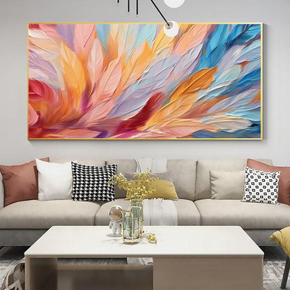 Abstract Wall Art Colorful Feather Oil Painting - Oil Painting Tour