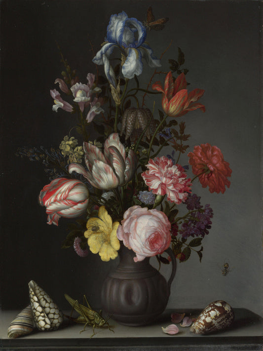 Balthasar van der Ast - Flowers in a Vase with Shells and Insects - Oil Painting Tour