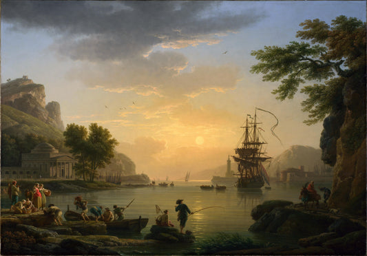 Claude-Joseph Vernet - A Landscape at Sunset - Oil Painting Tour
