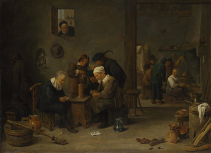 David Teniers the Younger - Two Men playing Cards in the Kitchen of an Inn - Oil Painting Tour