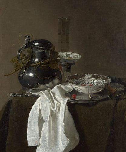 Jan Jansz. Treck - Still Life with a Pewter Flagon and Two Ming Bowls - Oil Painting Tour