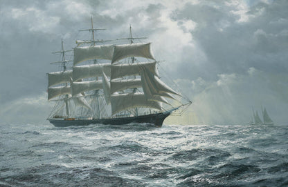 John Steven Dews - The China tea Clipper Blackadder at sea in the moonlight - Oil Painting Tour