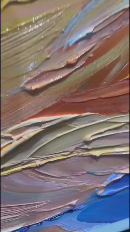 لوحة فنية جدارية تجريدية من الريش الملون