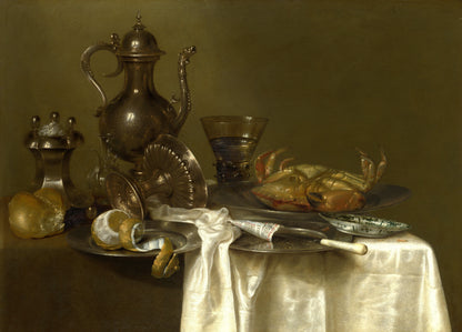 Willem Claesz. Heda - Still Life - Pewter and Silver Vessels and a Crab - Oil Painting Tour